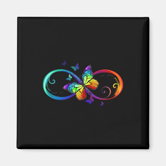 Butterfly Infinity Symbol Kunst Autismus Bewusstse Magnet (Vorne)