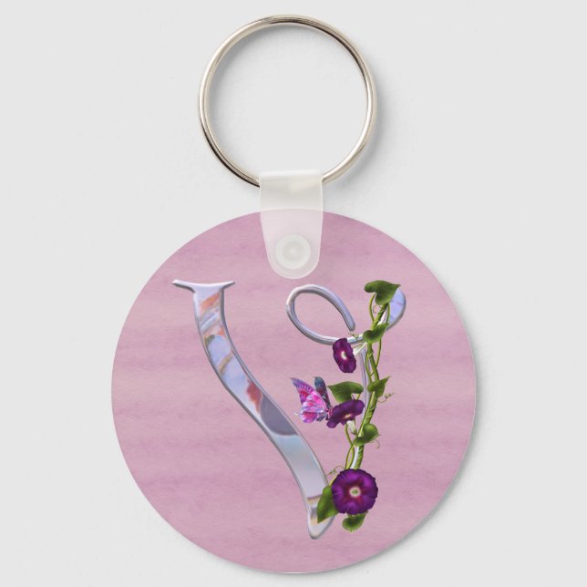 Butterfly Initial V Schlüsselanhänger (Vorderseite)