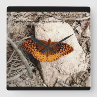 Butterfly inspiration clock quadratische wanduhr