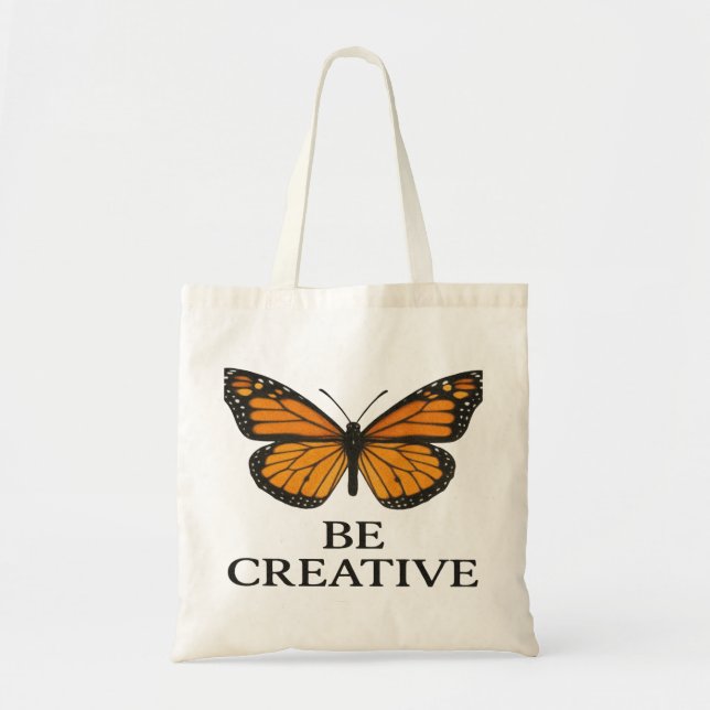 Butterfly Inspirational Quote Art – “Be Creative”  Tragetasche (Vorne)