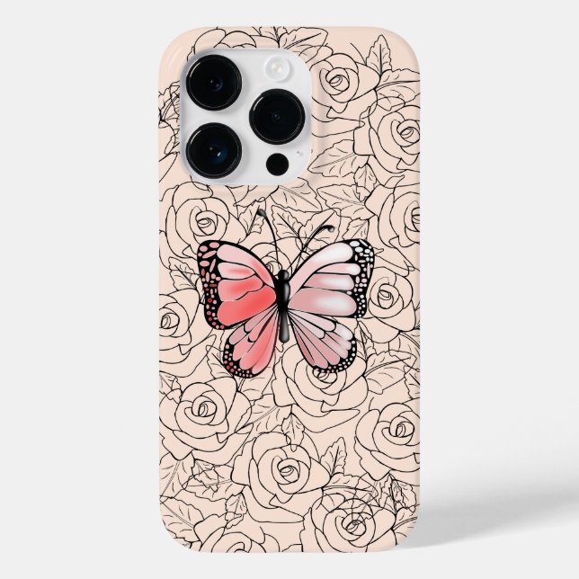 Butterfly iPhone Case mit Rose (Rückseite)