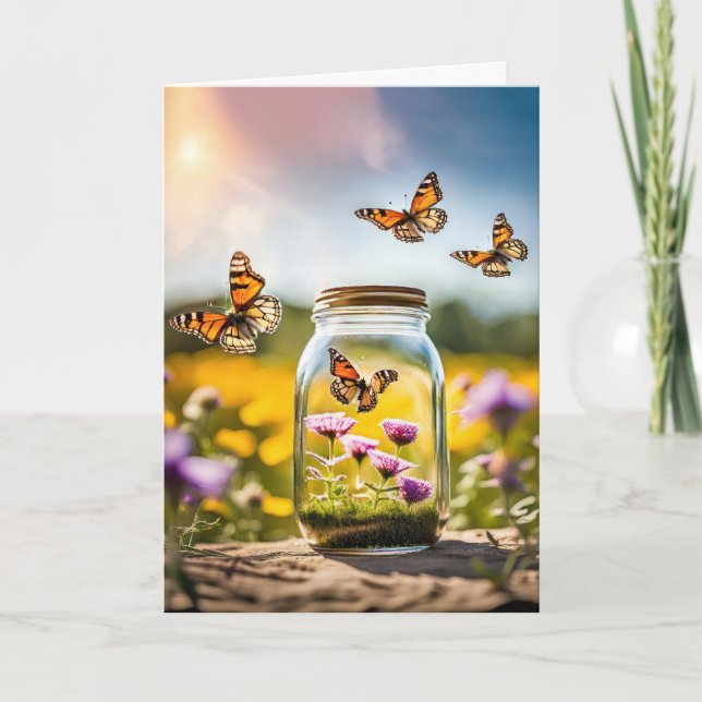 Butterfly Jar denkt an dich Karte (Vorderseite)