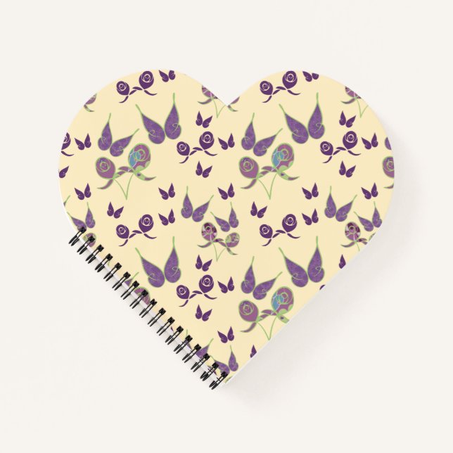 Butterfly Joy in Cream Heart Shaped Notebook Notizbuch (Vorderseite)