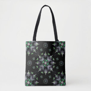 Butterfly Kaleid Print Tote Bag, Black
