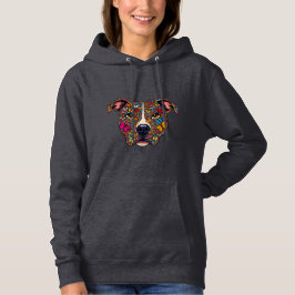 Butterfly Kaleidoscope Pitbull Portrait -Bully Mom Hoodie