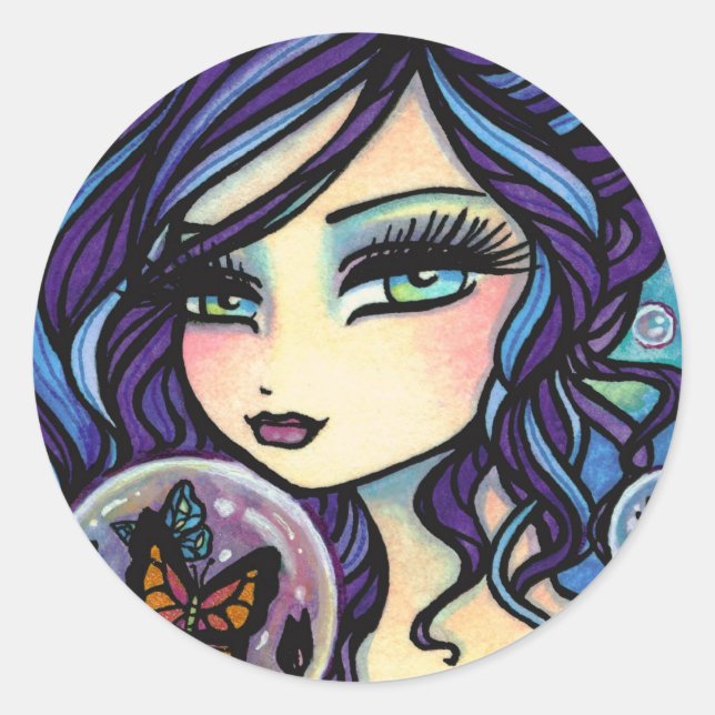 Butterfly Keeper Mermaid von Hannah Lynn Runder Aufkleber (Vorderseite)