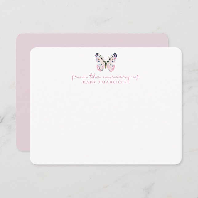 Butterfly Kinderzimmer Baby Note Stationcard Mitteilungskarte (Vorne/Hinten)