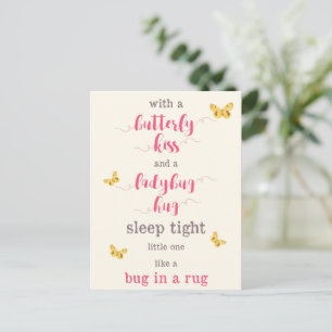 Butterfly Kiss & Ladybug Hug Kids Gedicht Postkarte