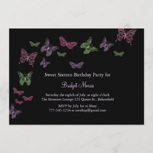 Butterfly Kisses 16 . Geburtstag Einladung