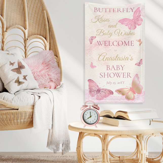 Butterfly Kisses and Baby Wish Girl Baby Shower Banner (Von Creator hochgeladen)