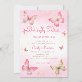 Butterfly Kisses and Baby Wish Girl Baby Shower Einladung