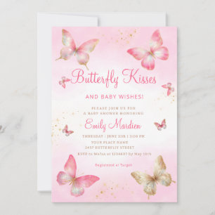 Butterfly Kisses and Baby Wish Girl Baby Shower Einladung