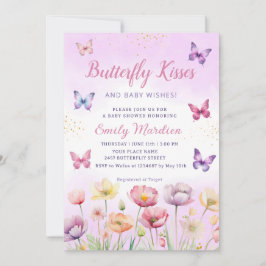 Butterfly Kisses and Baby Wish Girl Baby Shower Einladung