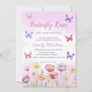 Butterfly Kisses and Baby Wish Girl Baby Shower Einladung
