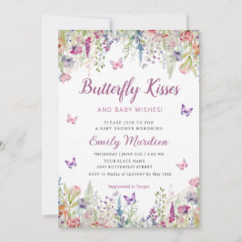 Butterfly Kisses and Baby Wish Girl Baby Shower Einladung