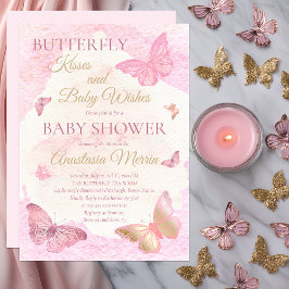 Butterfly Kisses and Baby Wish Girl Baby Shower Einladung