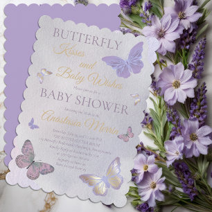 Butterfly Kisses and Baby Wish Girl Baby Shower Einladung