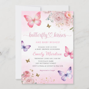 Butterfly Kisses and Baby Wish Girl Baby Shower Einladung