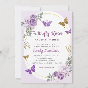 Butterfly Kisses and Baby Wish Girl Baby Shower Einladung