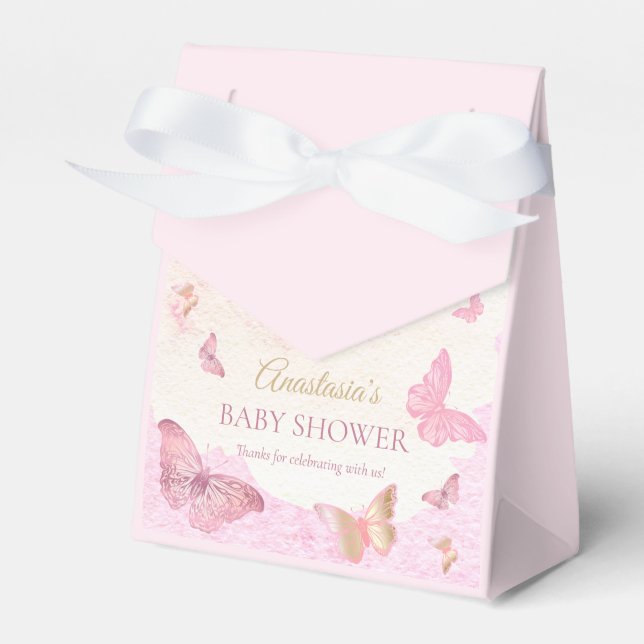 Butterfly Kisses and Baby Wish Girl Baby Shower Geschenkschachtel (Vorderseite)