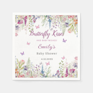 Butterfly Kisses and Baby Wish Girl Baby Shower Serviette