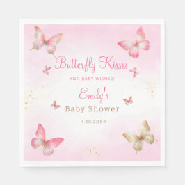 Butterfly Kisses and Baby Wish Girl Baby Shower Serviette