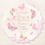 Butterfly Kisses and Baby Wish Girl Baby Shower Untersetzer<br><div class="desc">Sweetly pink,  mauve,  rot und gold "Butterfly Kisses and Baby Wishs" Mädchen Dusche Design mit Schmetterlingen in verschiedenen farblich abgestimmten Kombinationen auf einem Aquarell von hellrot und rosa. Composite Design von Holiday Hearts Designs.</div>