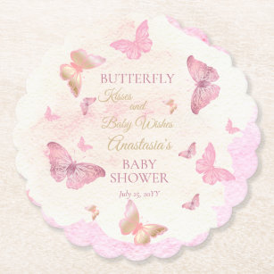 Butterfly Kisses and Baby Wish Girl Baby Shower Untersetzer