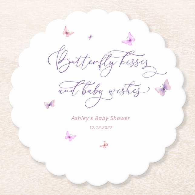 Butterfly Kisses and Baby wünscht Niedliche Babydu Untersetzer (Vorderseite)