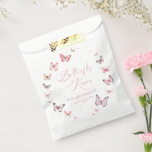 Butterfly Kisses and Baby wünscht Pink Baby Dusche Geschenktütchen