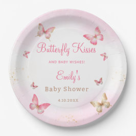 Butterfly Kisses and Baby wünscht Pink Baby Dusche Pappteller