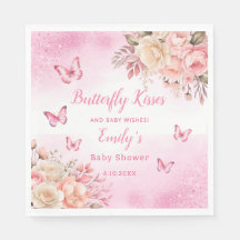 Butterfly Kisses and Baby wünscht rosa Baby Dusche