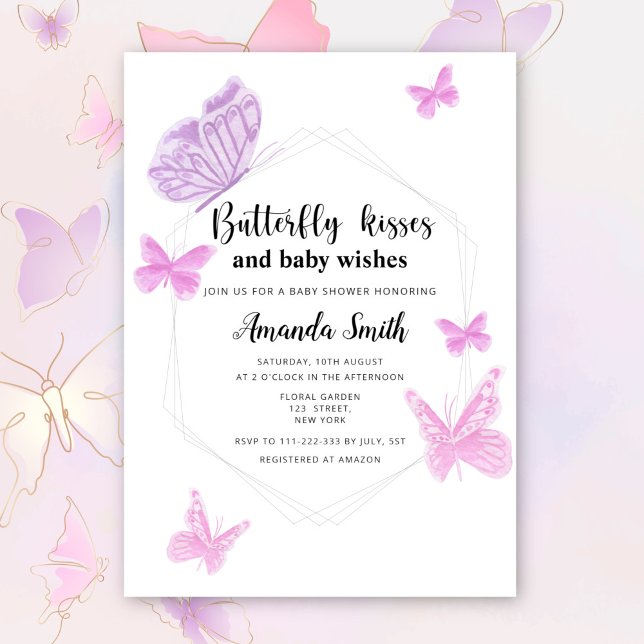 Butterfly kisses baby Dusche Einladung (Von Creator hochgeladen)