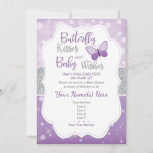 Butterfly Kisses Baby Dusche Einladung