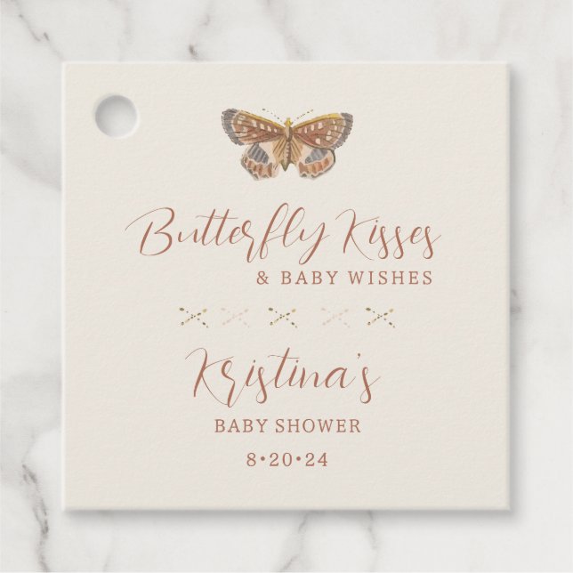 Butterfly Kisses Baby Girl Dusche Geschenkanhänger (Vorderseite)