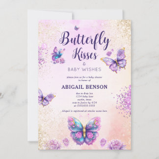 Butterfly Kisses Baby Shower Einladung