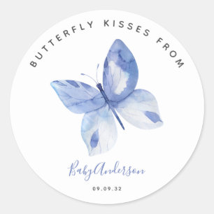 Butterfly Kisses Baby Shower Runder Aufkleber