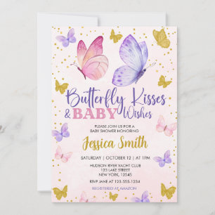 BUTTERFLY KISSES & BABY WISHOR WATERCOLOR EINLADUNG