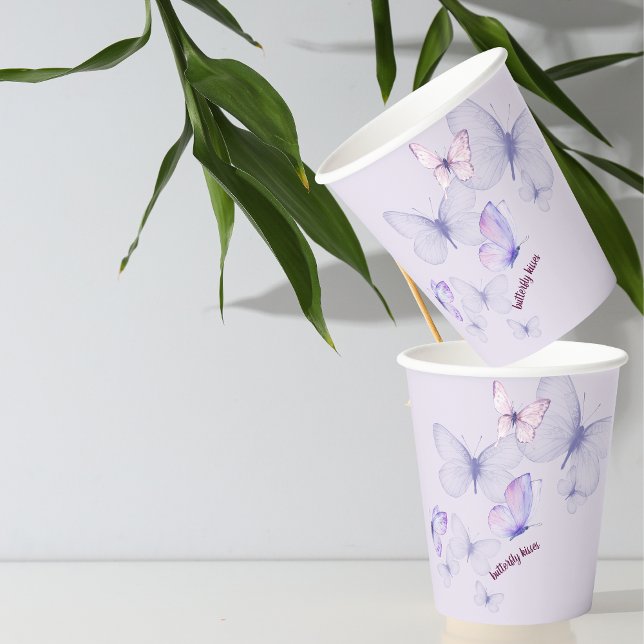 Butterfly Kisses & Baby Wünsche | Lila Wrap Text Pappbecher (Von Creator hochgeladen)