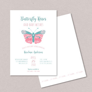 Butterfly Kisses + Baby wünscht Baby Dusche Einladung