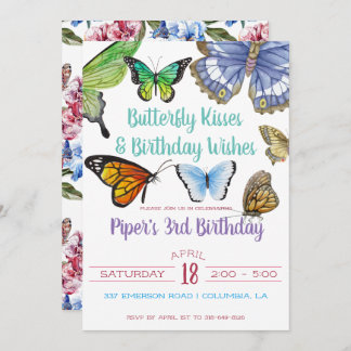 Butterfly Kisses Birthday Party Einladung