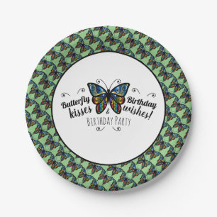 Butterfly Kisses Birthday Party Paper Plate Pappteller