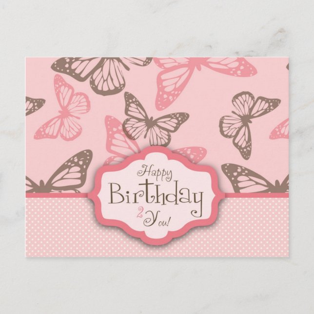 Butterfly Kisses Birthday Postcard II Postkarte (Vorderseite)