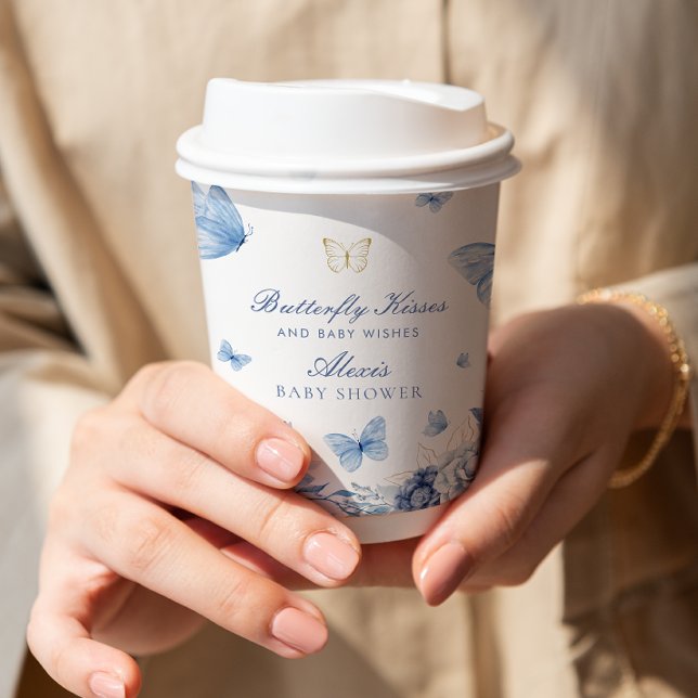 Butterfly Kisses Boy Baby Shower Pappbecher (Von Creator hochgeladen)