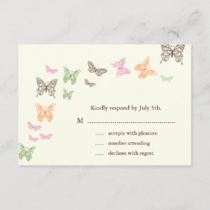 Butterfly Kisses-Elfenbein RSVP Karte