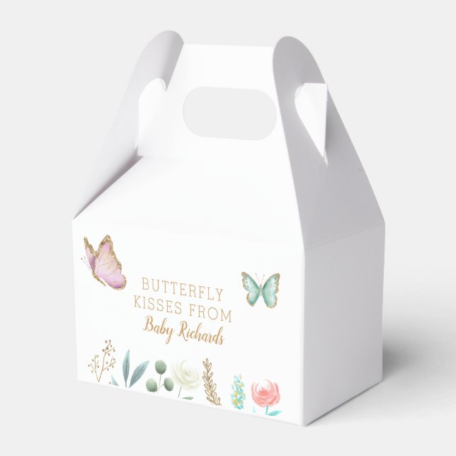 Butterfly Kisses Floral Baby Dusche Geschenkschachtel (Vorderseite)