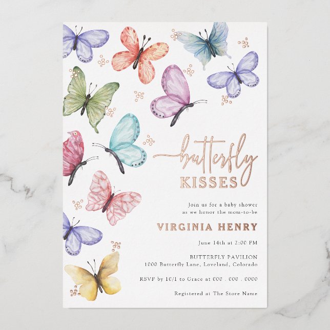 Butterfly Kisses Folieneinladung (Vorderseite)