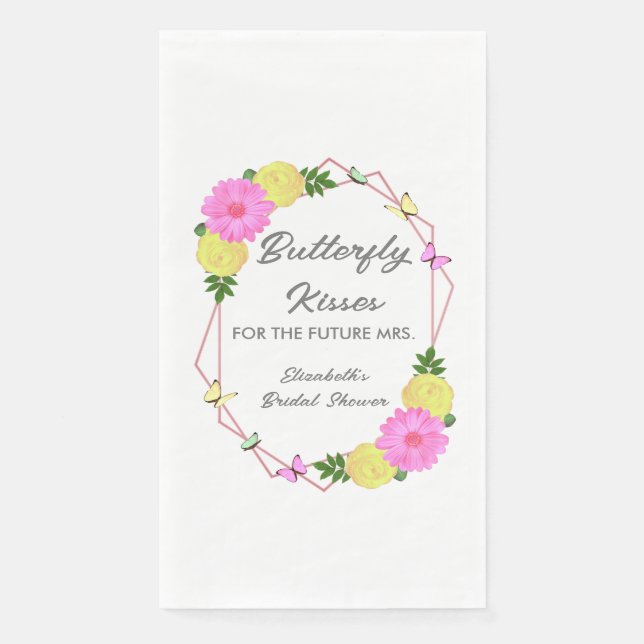 Butterfly Kisses for the Future Mrs. Brautparty Serviette (Vorderseite)
