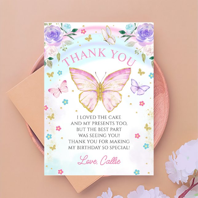 Butterfly kisses Girl Birthday Danke Karte (Von Creator hochgeladen)