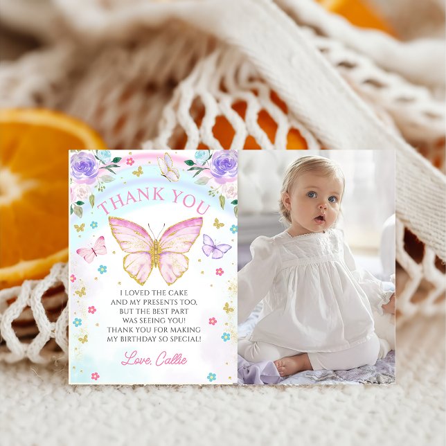 Butterfly kisses Girl Birthday Danke Karte (Von Creator hochgeladen)